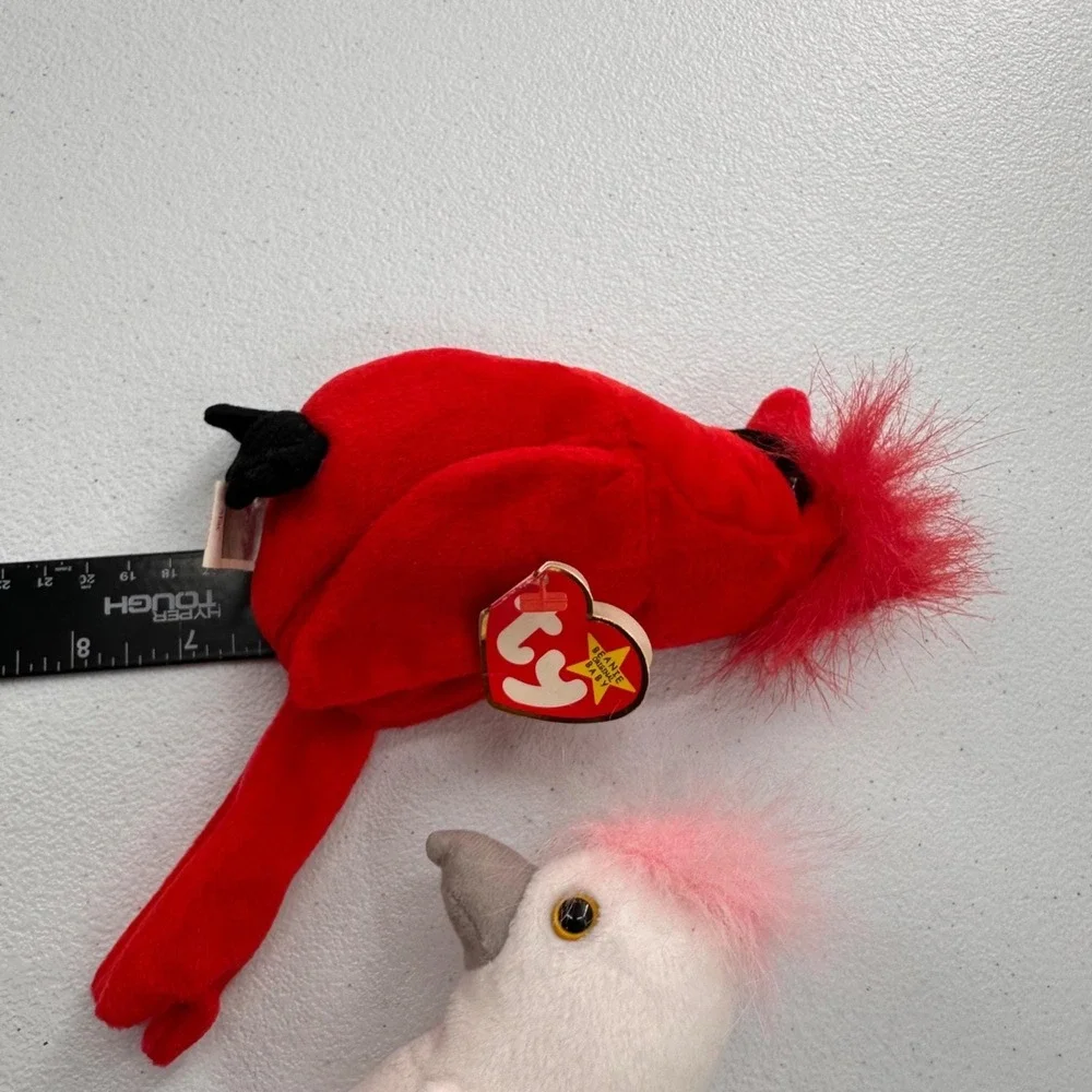 Vintage Ty Beanie Babies Mac & Kuku‎ Plush Birds Set Cardinal Cockatoo Bundle